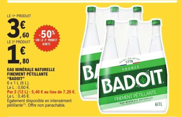 EAU MINÉRALE NATURELLE FINEMENT PÉTILLANTE "BADOIT"