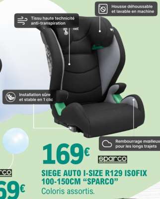 SIEGE AUTO I-SIZE R129 ISOFIX 100-150CM “SPARCO”