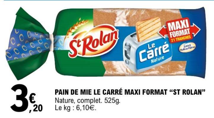 PAIN DE MIE LE CARRÉ MAXI FORMAT “ST ROLAN”