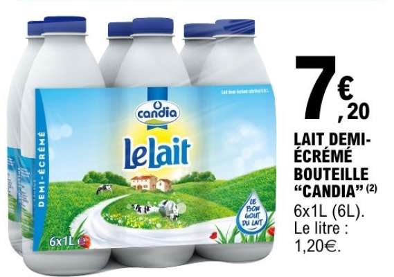 LAIT DEMI-ÉCRÉMÉ BOUTEILLE “CANDIA”