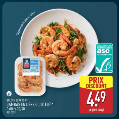 GOLDEN SEAFOOD® GAMBAS ENTIÈRES CUITES