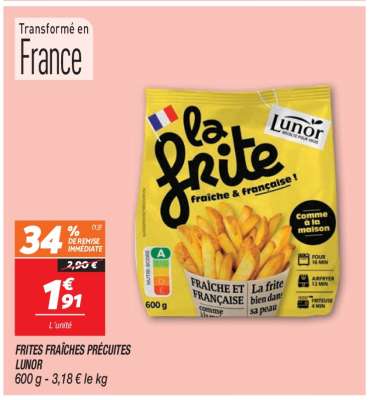 Frites fraîches précuites LUNOR