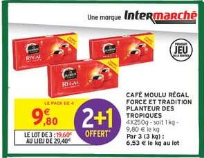 CAFÉ MOULU RÉGAL FORCE ET TRADITION PLANTEUR DES TROPIQUES