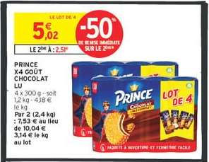 PRINCE X4 GOÛT CHOCOLAT LU