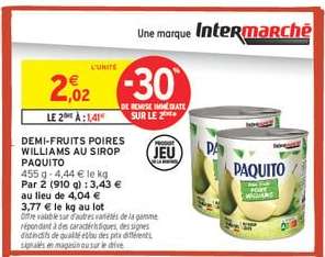 DEMI-FRUITS POIRES WILLIAMS AU SIROP PAQUITO