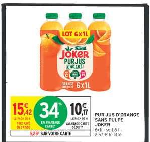 PUR JUS D'ORANGE SANS PULPE JOKER