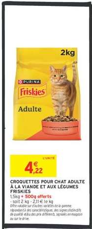 CROQUETTES POUR CHAT ADULTE A LA VIANDE ET AUX LÉGUMES FRISKIES
