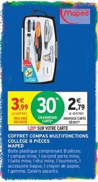 COFFRET COMPAS MULTIFONCTIONS COLLÈGE 8 PIÈCES MAPED