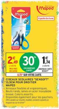 CISEAUX SCOLAIRES "SENSOFT" 13,5CM POUR DROITIER