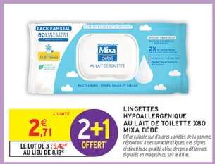 LINGETTES HYPOALLERGÉNIQUE AU LAIT DE TOILETTE X80 MIXA BÉBÉ