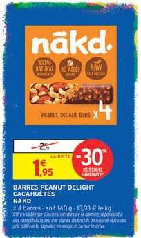BARRES PEANUT DELIGHT CACAHUÈTES NAKD