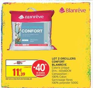 LOT 2 OREILLERS CONFORT BLANREVE