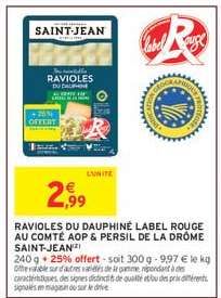 Ravioles du Dauphiné Label Rouge au Comté AOP & Persil de la Drôme Saint-Jean