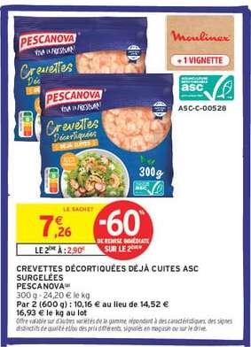 Crevettes Décortiquées Déjà Cuites ASC Surgelées