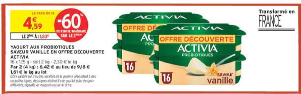 ACTIVIA PROBIOTIQUES saveur vanille