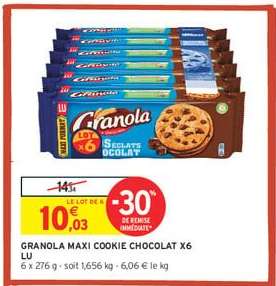 Granola Maxi Cookie Chocolat x6 LU
