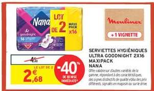 SERVIETTES HYGIÉNIQUES ULTRA GOODNIGHT 2X16 MAXIPACK NANA