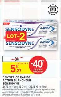 Dentifrice Rapide Action Blancheur Sensodyne