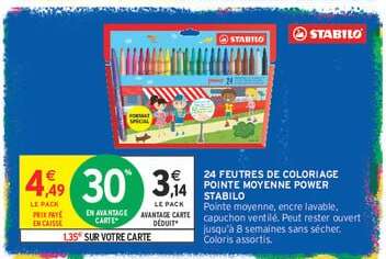 24 FEUTRES DE COLORIAGE POINTE MOYENNE POWER STABILO