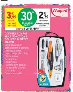 COFFRET COMPAS MULTIFONCTIONS COLLÈGE 8 PIÈCES MAPED