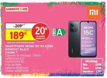 SMARTPHONE REDMI 15C 5G 4/256 MIDNIGHT BLACK