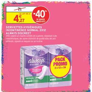 SERVIETTES HYGIÉNIQUES INCONTINENCE NORMAL 2X12 ALWAYS DISCREET