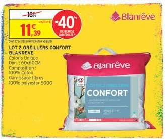 LOT 2 OREILLERS CONFORT BLANREVE
