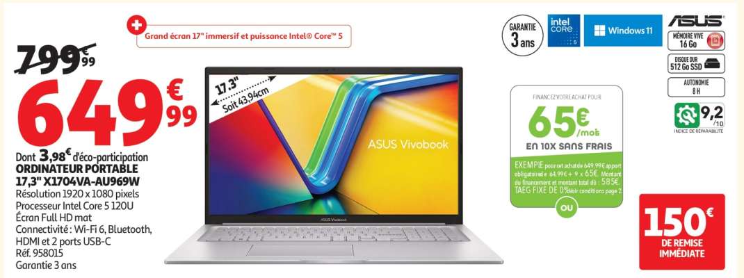 ORDINATEUR PORTABLE 17.3" X1702VA-AU949W