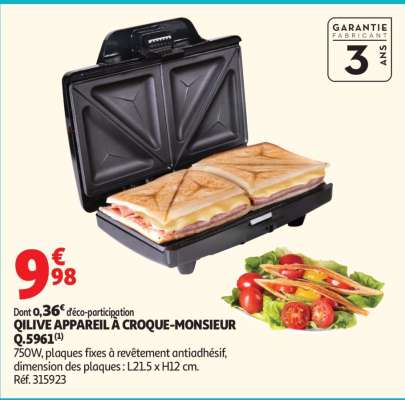 QILIVE APPAREIL À CROQUE-MONSIEUR Q.5961