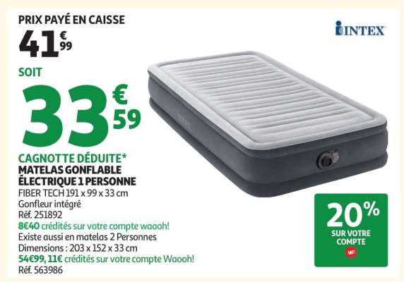 MATELAS GONFLABLE ÉLECTRIQUE 1 PERSONNE