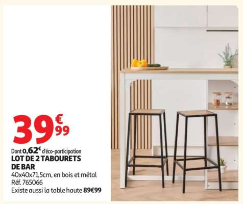 LOT DE 2 TABOURETS DE BAR