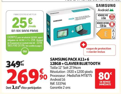 SAMSUNG PACK A11+ 6 128GB + CLAVIER BLUETOOTH