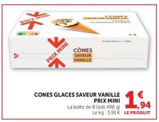 CONES GLACES SAVEUR VANILLE