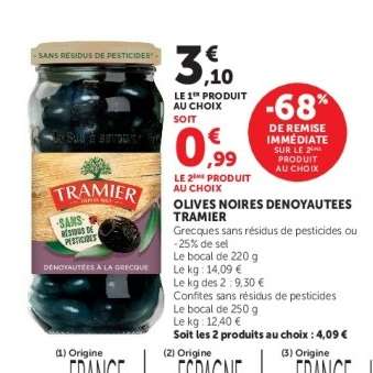 Olives noires dénoyautées Tramier