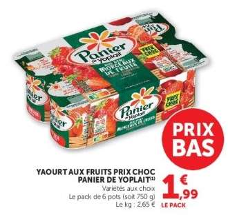 Yaourt aux fruits Prix Choc Panier de Yoplait