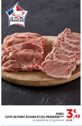 Côte de porc échine et/ou première