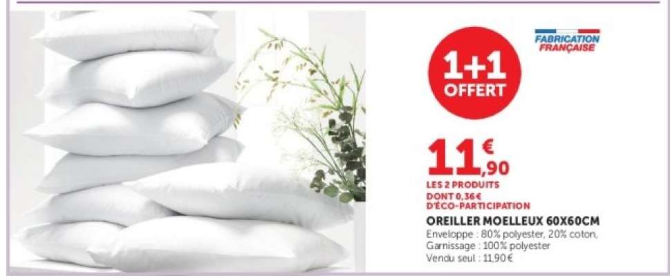 OREILLER MOELLEUX 60X60CM