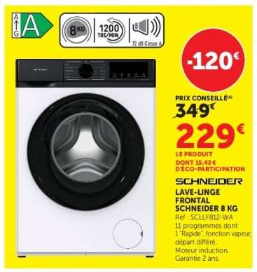 SCHNEIDER LAVE-LINGE FRONTAL 8 KG