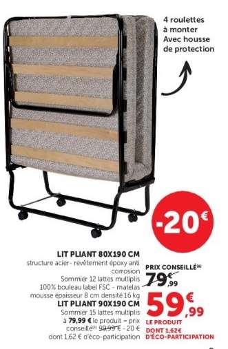 Lit pliant 80x190 cm