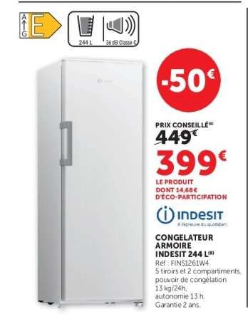 CONGÉLATEUR ARMOIRE INDESIT 244 L