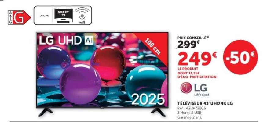 Téléviseur 43" UHD 4K LG