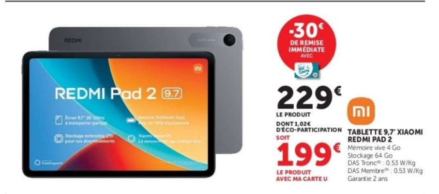 Tablette 9,7 Xiaomi Redmi Pad 2