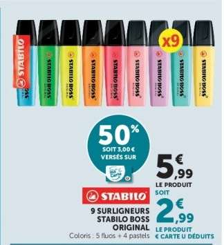 9 Surligneurs Stabilo Boss Original