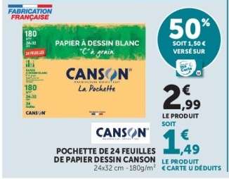 POCHETTE DE 24 FEUILLES DE PAPIER DESSIN CANSON
