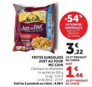 Frites Surgelées Just au Four McCain
