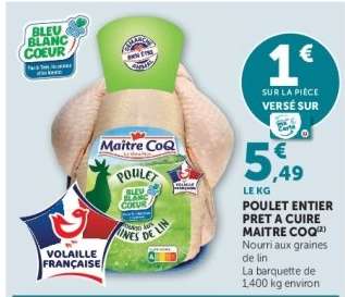 POULET ENTIER PRET A CUIRE MAITRE COQ