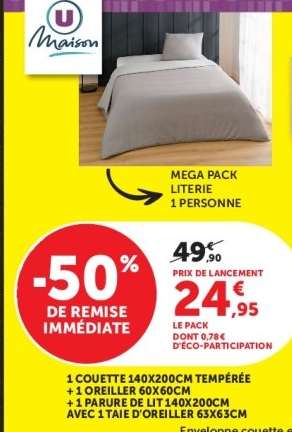 MEGA PACK LITERIE 1 PERSONNE