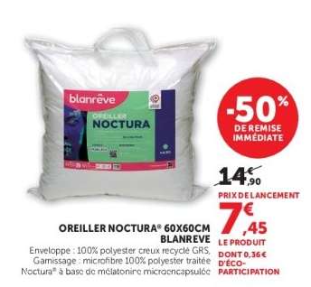 OREILLER NOCTURA® 60X60CM BLANREVE