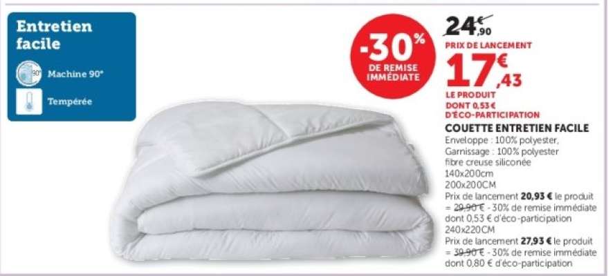 COUETTE ENTRETIEN FACILE