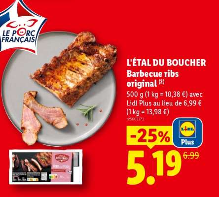 L'ETAL DU BOUCHER Barbecue ribs original